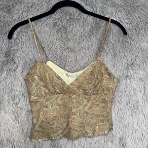 Y2K La Belle Paisley Camisole Crop Top Spaghetti Strap V Neck Women's